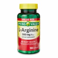 L-Arginine Amino Acid Heart Health Supplement Capsules; 500 mg; 100 Count