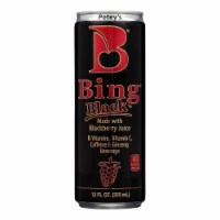 Petey's Bing Black B-Vitamins Vitamin C Caffeine & Ginseng Beverage - Case of 24 - 12 FZ