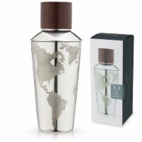 Viski Globe Stainless Steel Cocktail Shaker with Etched Map and Compass, Silver, 32 oz
