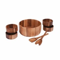 7 Piece - Extra Large Salad Bowl with Servers and 4 Individuals