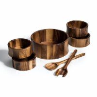 7 Piece - Large Salad Bowl with Servers and 4 Individuals