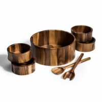 7 Piece - Extra Large Salad Bowl with Servers and 4 Individuals