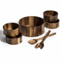 7 Piece - Extra Large Salad Bowl with Servers and 4 Individuals