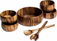 7 Piece - Large Salad Bowl with Servers and 4 Individuals
