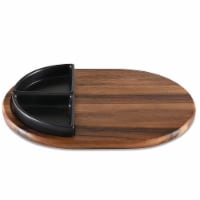 Charcuterie/ Serving Tray w/ 2 black triangular ceramic bowls