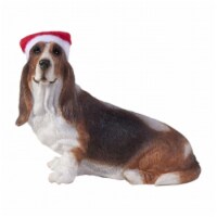 Sandicast XSO07103 Basset Hound With Santa Hat Christmas Ornament Sculpture
