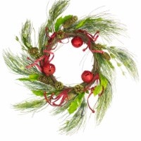 Melrose Red and Green Jingle Bell Glitter Artificial Christmas Wreath - 21-Inch, Unlit