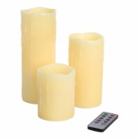 LED Remote Dripping Candles (Set of 3) 3 Dx4 H,6 H,8 H Wax/Plastic