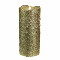 Melrose 7 Battery operated Gold Glittered Flameless LED Christmas Pillar Candle with Moving