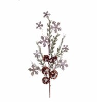 Diva At Home 28  Brown and Green Artificial Christmas Cedar Spray with Snowflakes and Pine