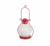 Melrose 12  Red and White Battery Operated LED Lighted Pine Cone Lantern with Timer