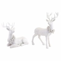 Diva At Home Set of 2 Assorted White Sitting and Standing Deer Christmas Figurines 19