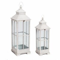 Melrose International 70481 Wooden Lantern - Set of 2