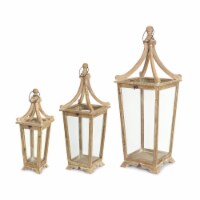 Melrose International 74327DS 20.5, 29.5 & 39.75 in. Wood & Glass Lantern - Set of 3