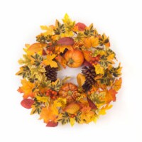 Pumpkin/Gourd/Fall Leaf Candle Ring 20.5 D Polyester (fits a 6 candle)