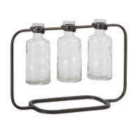 Vase In Holder (Set of 4) 10.25  x 7.5 H Glass/Metal