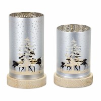 LED Luminary (Set of 2) 6.5 H, 8 H Glass 6 Hr Timer 3 AA Batteries, Not Included