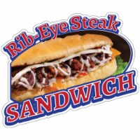 SignMission 8 in. Rib-Eye Steak Sandwich Decal Concession Stand Food Truck Sticker