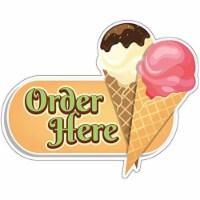 SignMission Ice Cream Order Here 24 in. Decal Concession Stand Food Truck Sticker