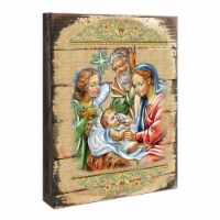 G.DeBrekht 85049-16 Nativity with Angel Icon Painting on Gold-Plated Wooden Block