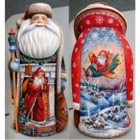 G.DeBrekht 215643 Coming to Town Wood Carved Hand Painted Santa Clause Figurine