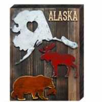 Designocracy 98762-08 I Love Alaska Animals Art on Board Wall Decor