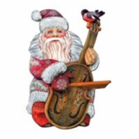 G.DeBrekht 8116210H Violin Santa Wooden Christmas Door Hanger