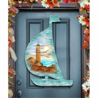 G.DeBrekht 8198524H Lighthouse Scenic Boat Scenic Wooden Decorative Door Hanger