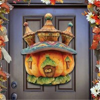 G.DeBrekht 8158413 Halloween Pumpkin Dome Wooden Ornament Set of 2