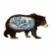 G.DeBrekht 8198215H Winter Scenic Black Bear Wooden Decorative Door Hanger