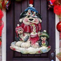 G.DeBrekht 8457503H Jamie Mills-Price Christmas Dog & Penguin Wall Decor