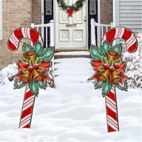 G.DeBrekht 8151924F-S2 Christmas Candy Cane Rustic Yard Lawn Holiday Wooden Free-Standing Out