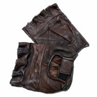 Leather Finger Less Gloves, 2XL - Brown