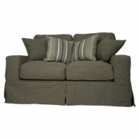 Sunset Trading Americana Slipcovered Loveseat in Forest Green