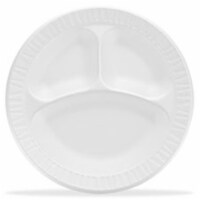 Unlaminated Foam Compartment Plates, 500 Per Carton