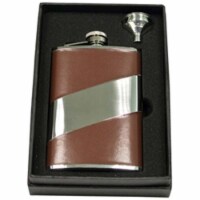Nathan Brown Leather 8 oz Flask Gift Set