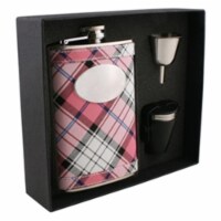 Valor Pink Plaid 8 oz Deluxe Flask Gift Set