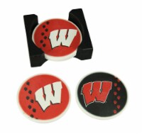 University of Wisconsin Badgers 4 Piece Absorbent Coaster Set With Caddy