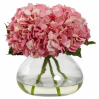 Large Blooming Hydrangea With Vase - Pink