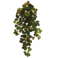 31 in. Strawberry Hanging Bush with Berry, Set of 2