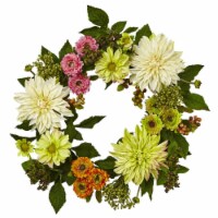 22 in. Dahlia Mum Wreath