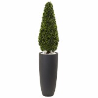 50 in. Boxwood Topiary with Gray Cylindrical Planter UV Resistant