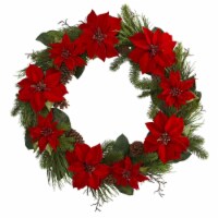 36 in. Poinsettia & Pine Wreath