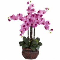 Phalaenopsis with Decorative Vase Silk Flower Arrangement