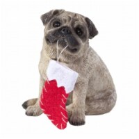 Fawn Pug With Stocking Christmas Ornament Sculpture