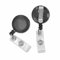 Standard ID Badge Reels Round Belt Clip Strap 25 Pack BLACK ()