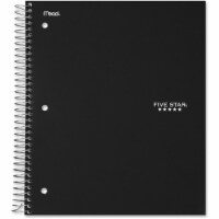 8.5 x 11.5 in. Wirebound College Ruled Notebook - 3 Subject&#44; Black