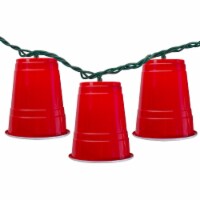 Dennis East 10 Count Red Party Cup Summer Novelty String Lights, 6 ft Green Wire