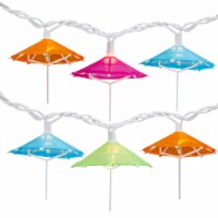 Dennis East 10 Count Colorful Drink Umbrella Novelty String Lights, 6.5 ft White Wire
