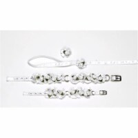 A Pets World 14000201-8 Ribbon Dog Collar + Leash Set- Wedding Petal Flower Rosettes with Pea